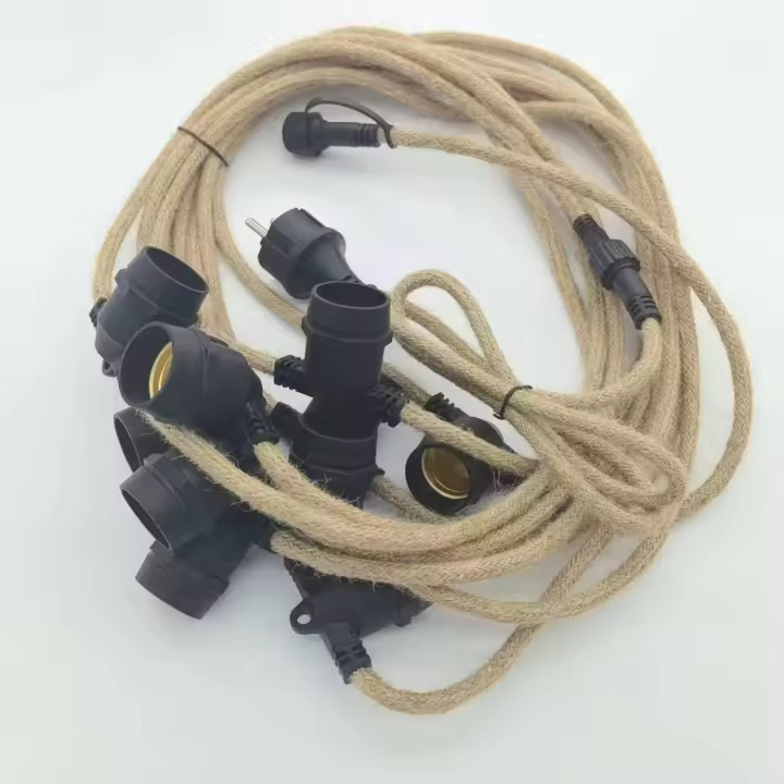 Ledkia Guirnalda Hemp Naturae Luces Exterior 10 Portalámparas Textil Natural 10m IP65 10 m - 1