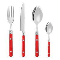 Set de 24 Cubiertos con Cubertero - Acero Inoxidable con Mangos de Polipropileno - Incluye Tenedores, Cuchillos, Cucharas y Cucharillas - Disponible en Rojo, Negro y Gris. 5Five - details 3