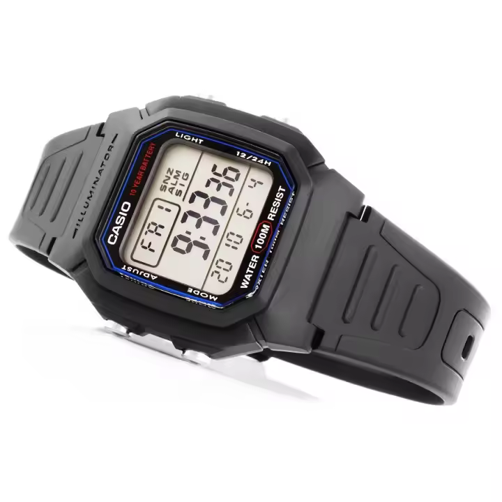 Reloj digital hombre Casio W-800H-1av 10 años batería correa goma luz led water resit 100m - 1
