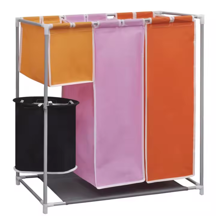 vidaXL Cesto de ropa sucia 3 secciones con cubo de lavado - 1