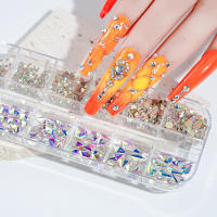 Crystals De Uñas 12 Cuadrículas/Caja Rhinestones De Vidrio SS4-SS16 Decoración 3D Para Arte De Uñas Brillante Y Liso - details 4