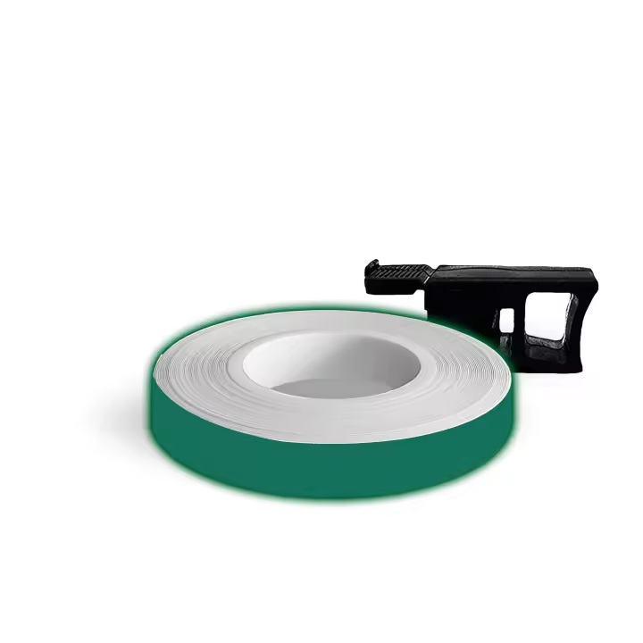 Llantasde Rueda para ruedas de motorteta reflectantes Verdes de 7 mm x 6 Mt con aplicador - 1