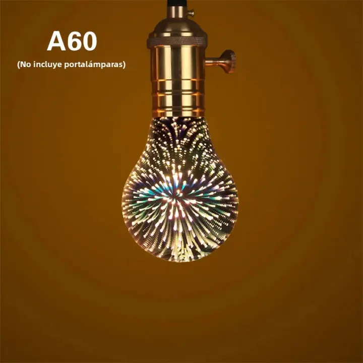 Lámpara De Noche E27 Estrella De Fuegos Artificiales Vintage Decoración De Mesa 3D Luz Colorida LED Efecto De Fuegos Artificiales Para Fiestas Y Vacaciones - 1