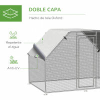 PawHut Gallinero de Exterior Jaula con Cerradura para Aves de Corral de Metal Galvanizado y Cubierta Oxford - details 5