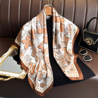 Pañuelo De Seda Impreso 90x90cm Para Mujer Lujo Bandana De Cabello Foulard Ribete Cuadrado De Piel Decorativo Para Todas Las Estaciones - details 4
