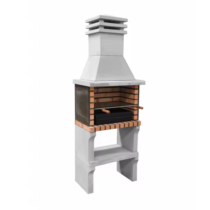 MOVELAR - Barbacoa de Obra Prefabricada para Leña y Carbón Modelo Iberia Plus XL (Gris, Naranja - 69 x 47 x 190 cm) REF: M00332 - Uso en Exteriores - 1