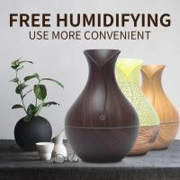 Humidificador USB de 130 ml, Difusor de Aroma Ultrasónico Difusor de Aceite Esencial Modo de Reposo con Luz LED de 7 Colores para Oficina en Casa(Grano de madera claro) - details 1
