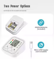 Tensiómetro de Brazo digital, Medida precise de la presión arterial y El Pulso, Detector Electrónico de frecuencia Tarjeta con brazalete 22-36cm,2X99 Memory Adecuado para uso doméstico: USB o Katería enchufable - details 2