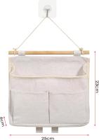 2 Pieces Organizador Colgante con Bolsillos, Alta Capacidad 3 Compartimentos con Gancho Adhesivo, Organizador de Pared for Bolsa Colgante para Casa, Oficina, Caravana, Cocina (Beige) - details 0