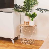 MIRAMAX-Mesa Auxiliar Moderna Con Tapa De Madera Extraíble, Mesitas De Café y Estructura De Metal Para Salón,Dormitorios Ø47x56cm - details 5