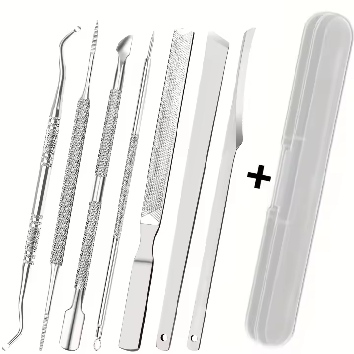 Kit De Eliminación De Uñas Encarnadas 6/7 En 1 Con Lijadores Y Levantadores De Uñas Subyacentes Herramientas De Pedicura De Acero Inoxidable Para El Cuidado Del Pie - 1