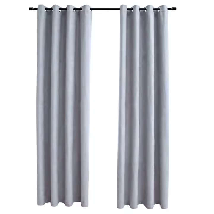 vidaXL 2x Cortinas Opacas con Anillas Metal Crudo 140x225cm Decoración Color Blanco crudo,  Óxido,  Gris y mas - 1