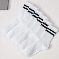 Conjunto De 6 Pares De Medias De Manga Media Para Mujer En Negro Y Blanco Absorbentes De Sudor Transpirables Y Versátiles - details 0