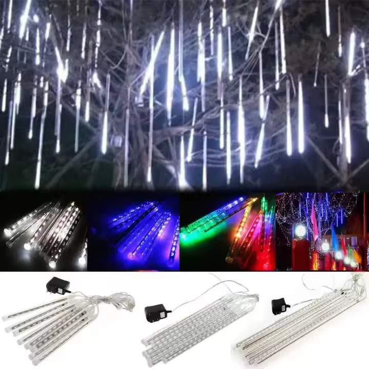 Luces De Cadena LED Para Decoración Navideña Al Aire Libre Impermeables Meteor Showers 8 Tubos 30cm/50cm Con Enchufe EU/US/AU/UK - 1