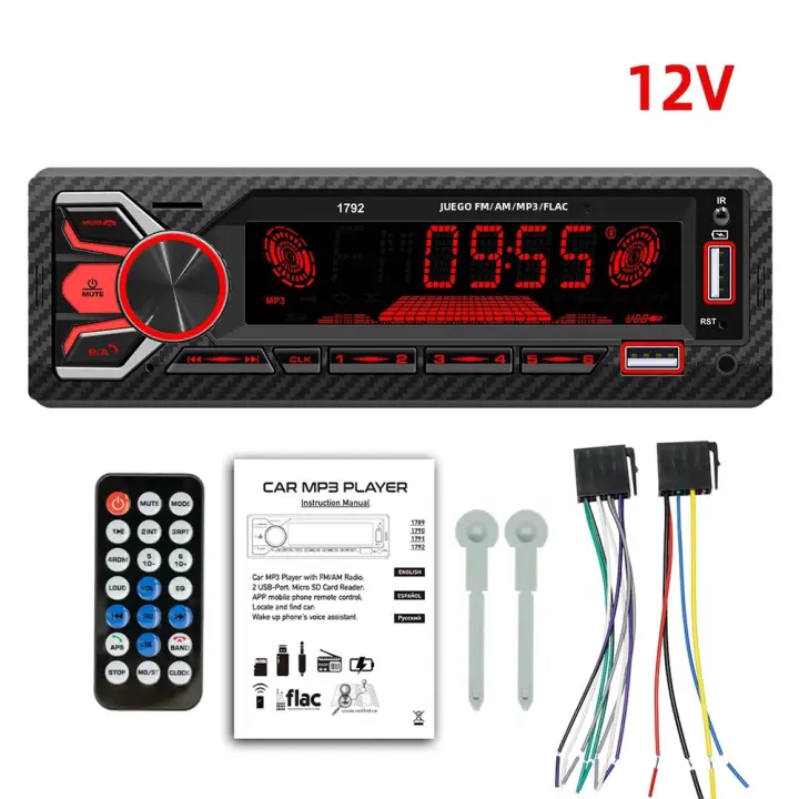 Receptor De Radio FM Bluetooth HIPPBQCC 1 Din Con Pantalla Táctil 7 Colores Control Remoto AUX/2 USB/TF Función De Encontrar El Coche - 1