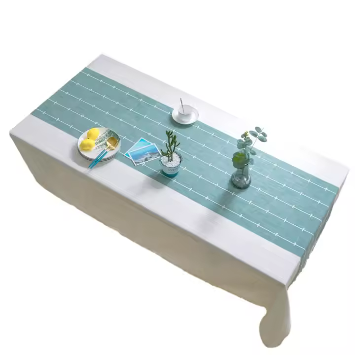 Mantel rectangular de Algodón y Lino (140x180 cm, verde) - 1