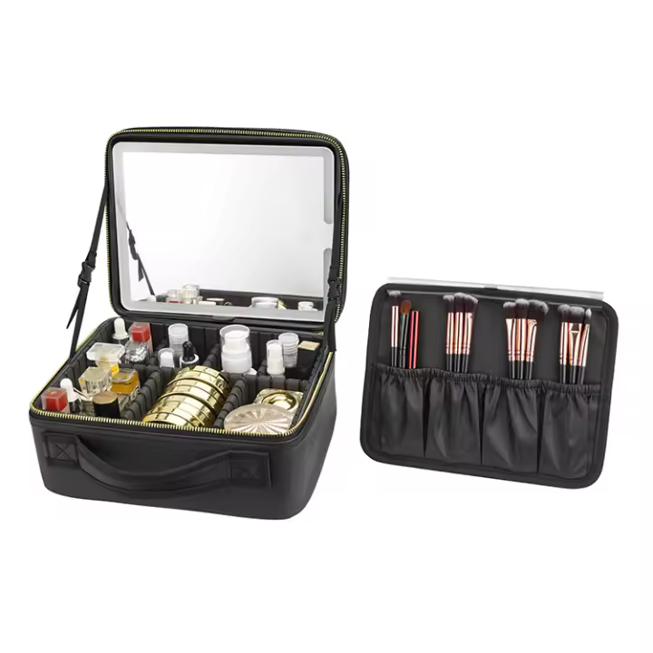 Estuche De Maquillaje Para Mujer Con Espejo Y Luz LED Capacidad Grande Estuche De Belleza Y Cuidado De La Piel Para Viajes - 1