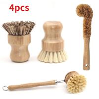 Set De 4 Brochas De Limpieza Ecológicas Basadas En Plantas Cepillo De Cocina De Bambú Para Lavar Platos Y Ollas - details 0