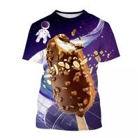 Camiseta De Hombre Con Estampado 3D De Helado Verano 2024 Moda Casual Food Corn Horn Cold Ice Stick Camiseta Ligera Y Transpirable Para Todas Las Estaciones - details 3