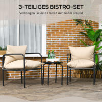 3 Piezas Juego de Muebles de Jardín, Juego de Bistro with 2 Sillas y Mesa de Café, Muebles de Balcón with Juego de Asiento, Muebles de Jardín de Acero Beige - details 3