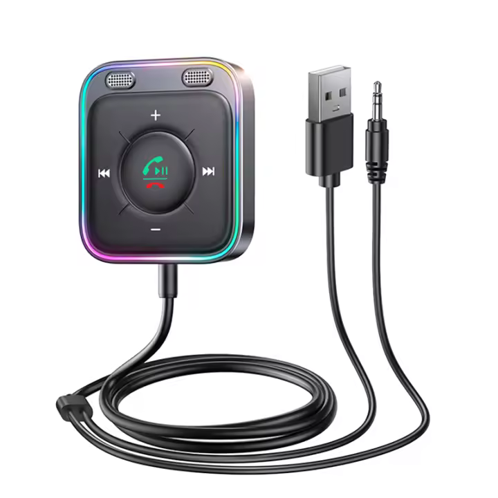 Adaptador Bluetooth 5,3 para coche, receptor inalámbrico con doble micrófono ENC, cancelación de ruido, 3,5mm, AUX, Audio - 1