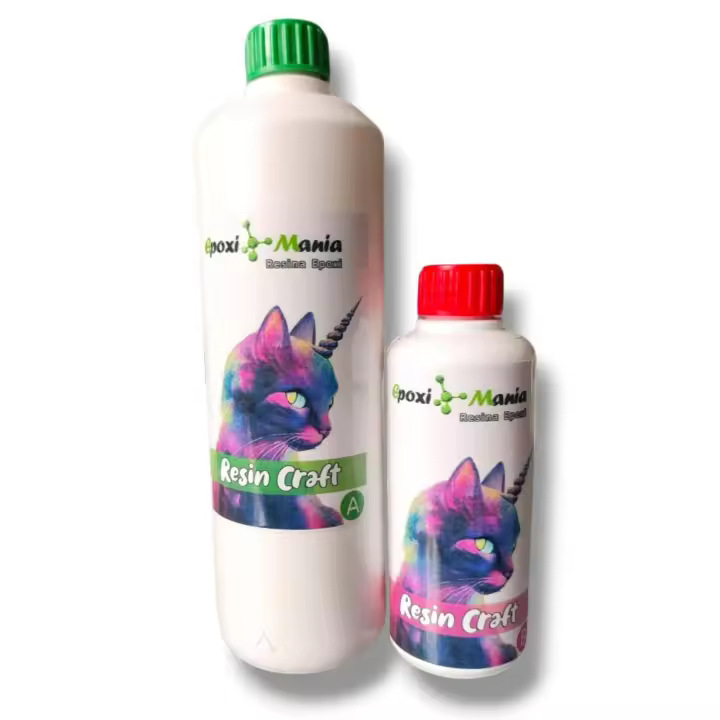 Resina epoxi Resin craft Epoximania de alto brillo, sin microburbujas y trasparente 1 kilo A + B - 1