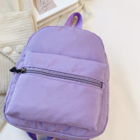 Mochila Preppy De Color Sólido Para Mujer Capacidad Alta De Nylon Estilo Escolar Y De Viaje Mochila De Mano Suave Con Cierre De Cremallera - details 3