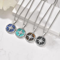 Collar masculino con colgante de ojo de tigre y estrella de 8 puntas - Acero inoxidable hipoalergénico - details 11