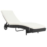 vidaXL Tumbonas con ruedas y cojines 2 unidades ratán sintético Marrón, Negro, Sillas de Exterior Ideal para jardín, playa, piscina, terraza Tumbona Piscina Tumbonas Playa Tumbonas Jardín Exterior - details 0