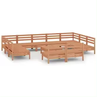 VIDAXL set para exterior de 12 piezas fabricado en madera de pino maciza con acabado en marrón miel vida xl - 1