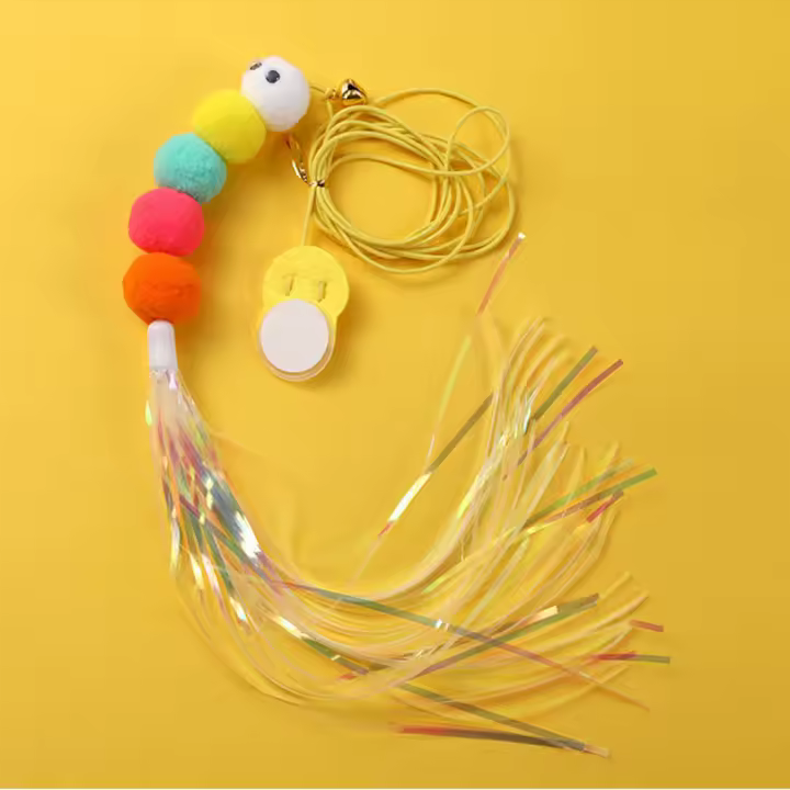 Juguete Para Gatos Divertido Palillo Auto-hi Cuerda Elástica Forma De Libélula Con Plumas Y Campana Mochila Colgante Y Sacudida Para Divertir a Los Gatos - 1