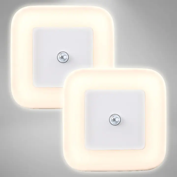 Luz Led Con Sensor De Movimiento pack de  2 Unidades Blanco Luces Pasillo Luz Led Nocturna Infantil Quitamiedos Enchufe Para Pasillos, Habitaciones,  Luces Led Con Sensor De Movimiento y autoapagado A+ Marca Registrada Marzono (Blanco) Garantia de calidad - 1