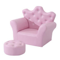HOMCOM Sofá para Niños con Reposapiés Sillón Infantil Decorativo con Respaldo Alto en Forma de Corona y Reposabrazos Acolchado 58x40,5x49 cm Rosa - details 0