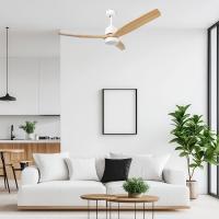 Ventilador de Techo LED con Mando y Temporizador, Motor Silencioso DC, Luz Regulable CCT, Estilo Blanco/Madera, 132 cm, IP20, Ideal para Salón o Dormitorio OstarkDom-LEDUNI - details 5