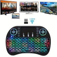 Teclado Inalámbrico Mini I8 2.4G Con Mouse De Aire Y Pantalla Táctil RGB Retroiluminada Para Android TV Box PC Conexión RF Incluye Batería - details 0