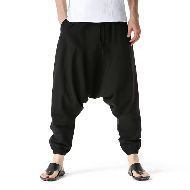 Men's Hip Hop Harem Pants Loose Casual Yoga Pants Drop Crotch Trousers - 1