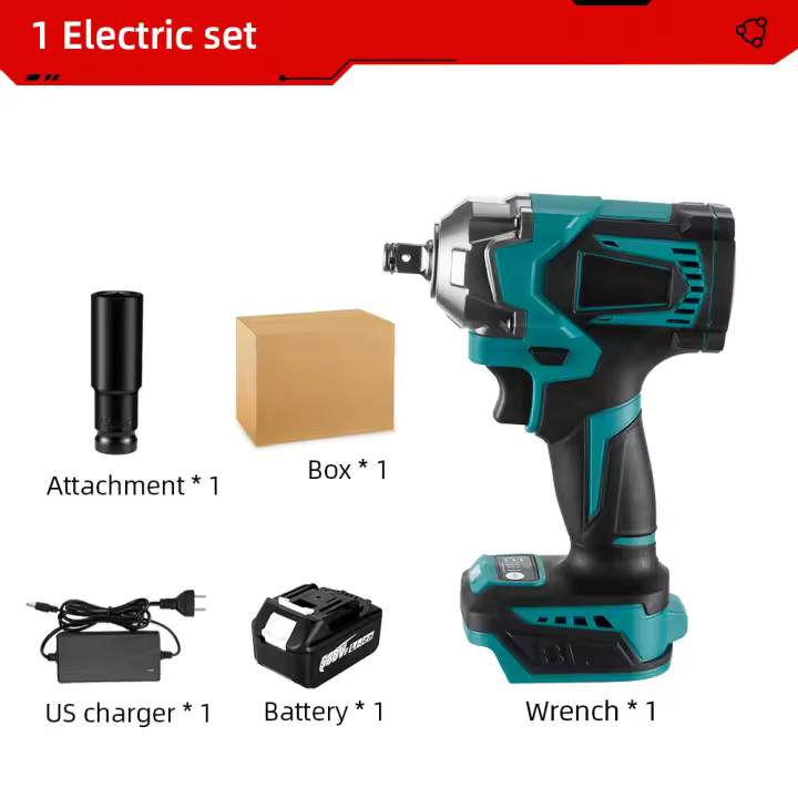 Llave de impacto eléctrica sin escobillas para reparación de automóviles, destornillador inalámbrico de 1/2 pulgadas, herramienta de bricolaje eléctrica para batería Makita de 18V, 1200N.m - 1