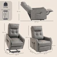 HOMCOM Sillón Relax Reclinable Eléctrico Levanta Personas, Tapizado en Cuero PU, Sillón Elevador con Control Remoto, Asiento de Muelles, Reposapiés, Respaldo Alto, Bolsillos Laterales - details 3