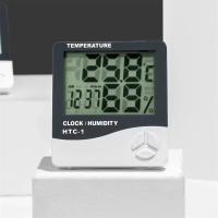 Termómetro Digital De Pared Con Higrómetro Reloj Alarma Calendario 5 Funciones Pantalla Grande Blanco HTC-1 Para Decoración Del Hogar - details 6