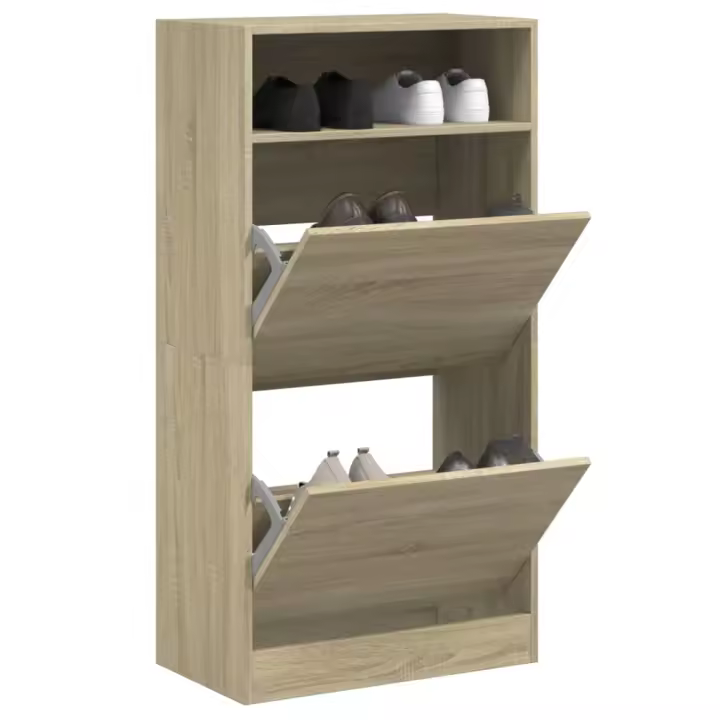 vidaXL Zapatero de madera de ingeniería roble Sonoma 60x34x116 cm - 1