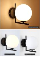 Lámpara De Pared Sférica De Vidrio Para Dormitorio Y Estudio Luz De Noche Simple En Oro Y Negro Estilo Nórdico Moderno - details 7