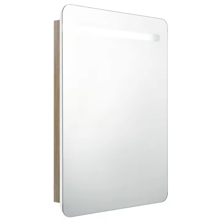 Armario de baño con Espejo y LED Blanco y Roble 60x11x80 cm - 1
