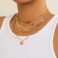 Set De 6 Collares De Lujo Vintage Con Colgante De Mariposa Perla Imitación Para Mujer Multicapa Cadenas Delgadas Aesthetic Y2K Joyería - details 2