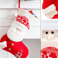 Grande Calcetín De Navidad Rojo Y Blanco Tejido Decoración Para El Hogar Y El Hogar De San Nicolás Porta Regalos Para El Hogar - details 4