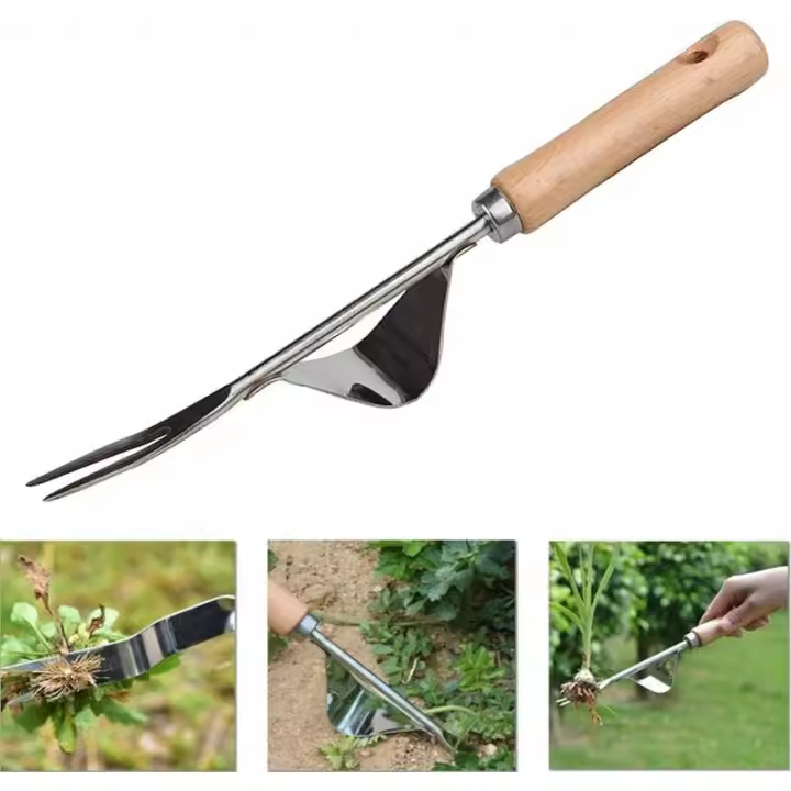 Paleta de deshierbe manual de acero inoxidable con mango de madera - 1
