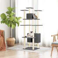 vidaXL Rascador para gatos con postes de sisal 162 cm Color Crema,  Gris claro,  Gris oscuro y mas - details 2