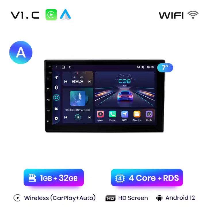 Junsun 7" 9"10.1"  10.33"Android 12 inalámbrico Universal CarPlay Android Auto Radio para VW Volkswagen Fiat Renault Nissan Hyundai coche Multimedia navegación GPS autorradio - 1