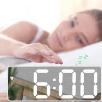 Acrylic/Mirror Digital Alarm Clock Voice Control (Powered By Battery) Table Clock Snooze Night Mode 12/24H Electronic LED Clocks - details 4