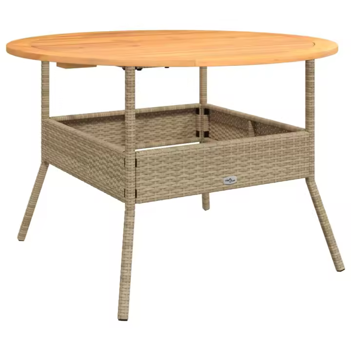 Mesa de Jardín superficie de Madera trinquete PE beige Ø 110x71 cm - 1