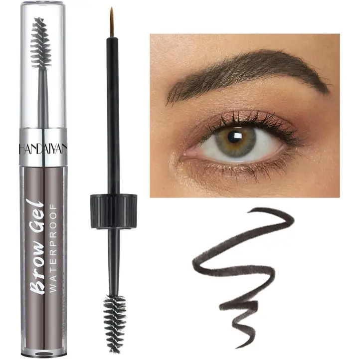 Gel para cejas, kit de tinte para cejas, pomada para cejas, pigmento resistente al agua de larga duración con pincel para maquillaje natural, cejas n.° 7, gris - 1